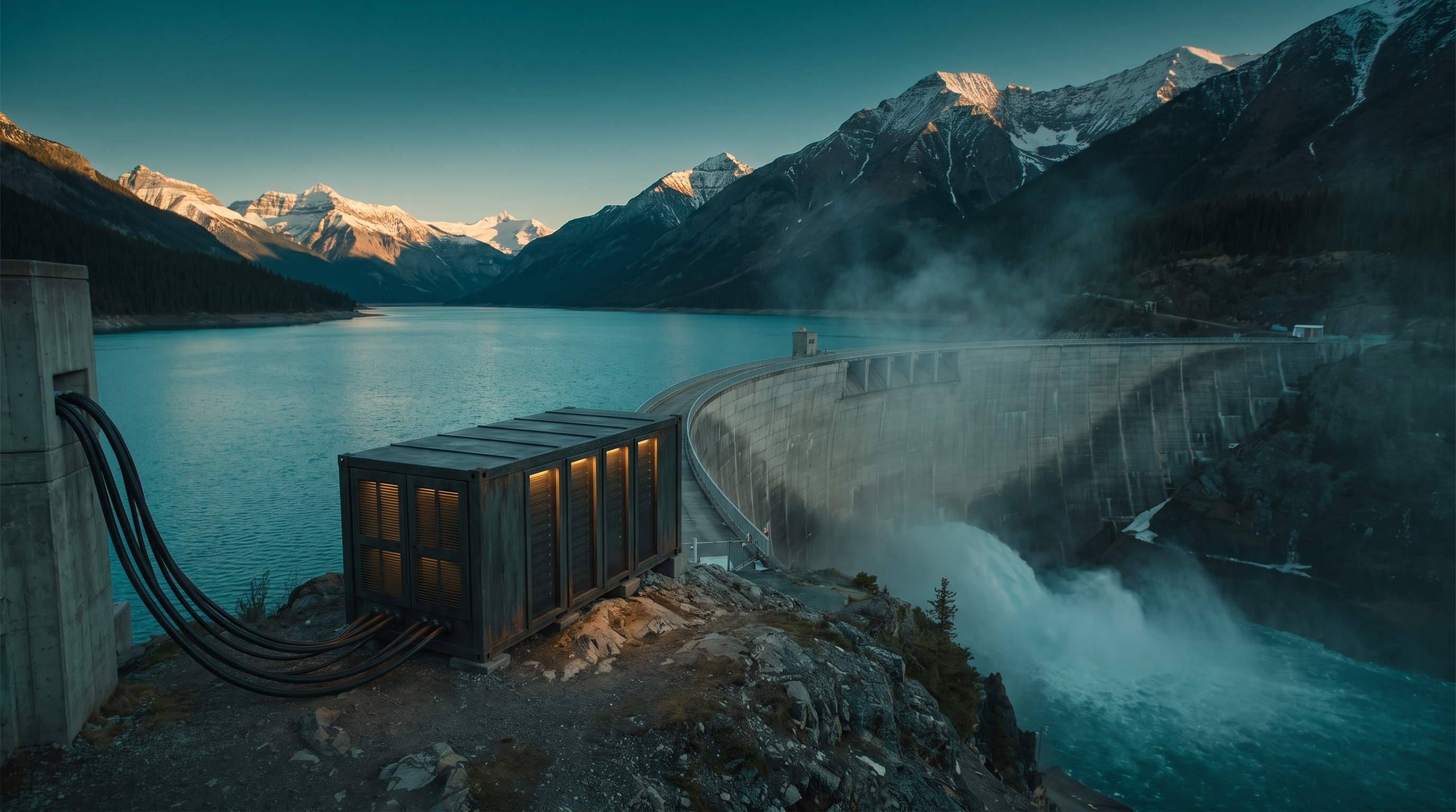 A Cell sited beside a hydroelectric dam